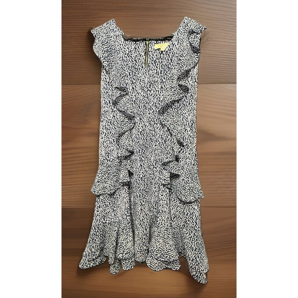 MICHAEL KORS Ruffled Fit & Flare Dress Blue/Purple Size XL - SRP $125